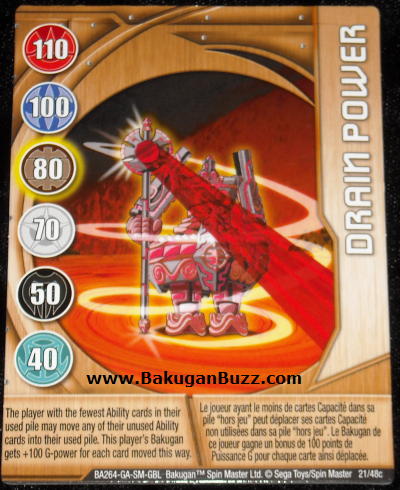 Drain Power 21 48c Bakugan 1 48c Card Set